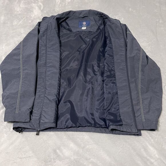 New England Patriots Jacket Men Large Gray Reebok NFL OnField Zip Windbreaker - Picture 7 of 13